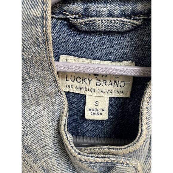 Lucky Brand Women's S Blue Military Denim Utility Vest 61% Cotton 39% Linen Zip - Picture 3 of 9